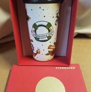 Starbucks Old Tattoo pirate ceramic mug w/lid